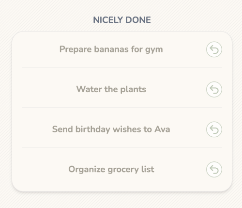 Completed asks UI
